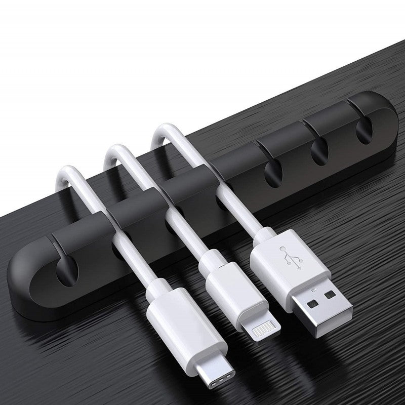Pack of 3 Cable Organizer Silicone USB Cable Winder Desktop Tidy Management Clips